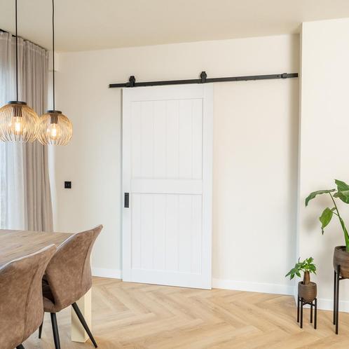 Houten loftdeur, klassiek wit, 2 vlaks, Doe-het-zelf en Bouw, Raamkozijnen en Schuifdeuren, Nieuw, 75 tot 150 cm, Hout, 150 tot 225 cm