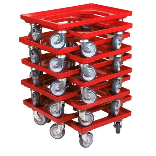 Dolly 60x40x15 Rood met 2 zwenkwielen en 2 wielen met rem, Zakelijke goederen, Kantoor en Winkelinrichting | Magazijn, Stelling en Opslag