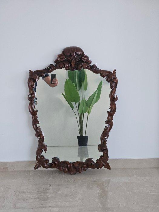 Spiegel - Hout - gegraveerd in een spiraalvorm, Antiek en Kunst, Antiek | Overige Antiek