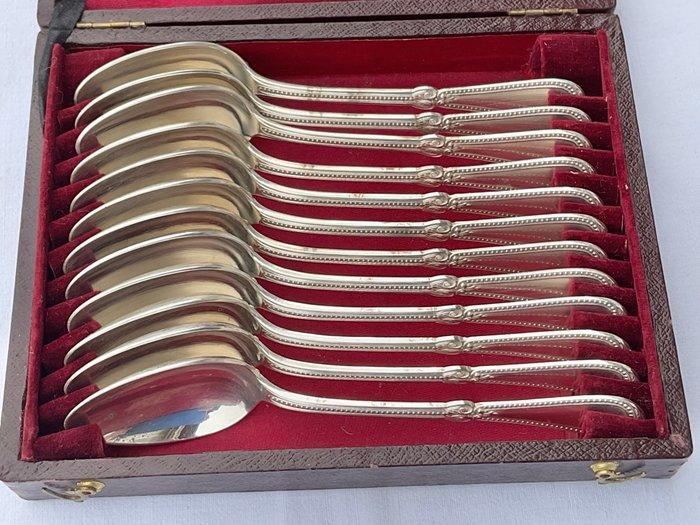 Christofle - Theelepel (12) - Louis XVI parels - zilveren, Antiek en Kunst, Antiek | Meubels | Tafels