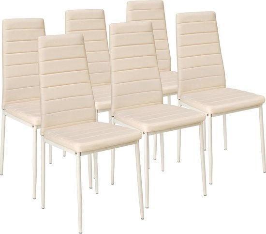 2dekans | tectake® - 6 stuks eetkamerstoel , beige ,, Huis en Inrichting, Stoelen, Ophalen of Verzenden