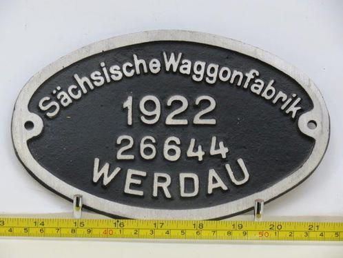 EisenbahnSchild Sächsische Waggonfabrik Werdau 1922, Verzamelen, Spoorwegen en Tram, Overige typen, Gebruikt, Ophalen of Verzenden