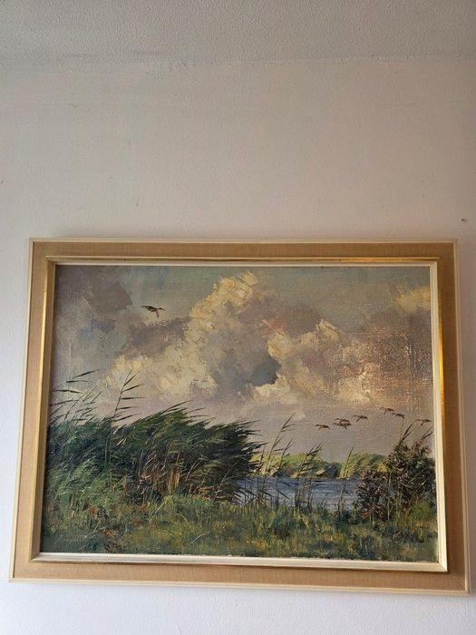 Jo Schrijnder (1894-1968) - Overvliegende eenden over water, Antiek en Kunst, Kunst | Schilderijen | Klassiek