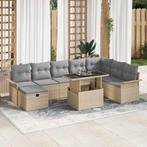 vidaXL Tuinbank Set met kussen met opslag 9 pcs Beige Poly, Tuin en Terras, Verzenden, Nieuw