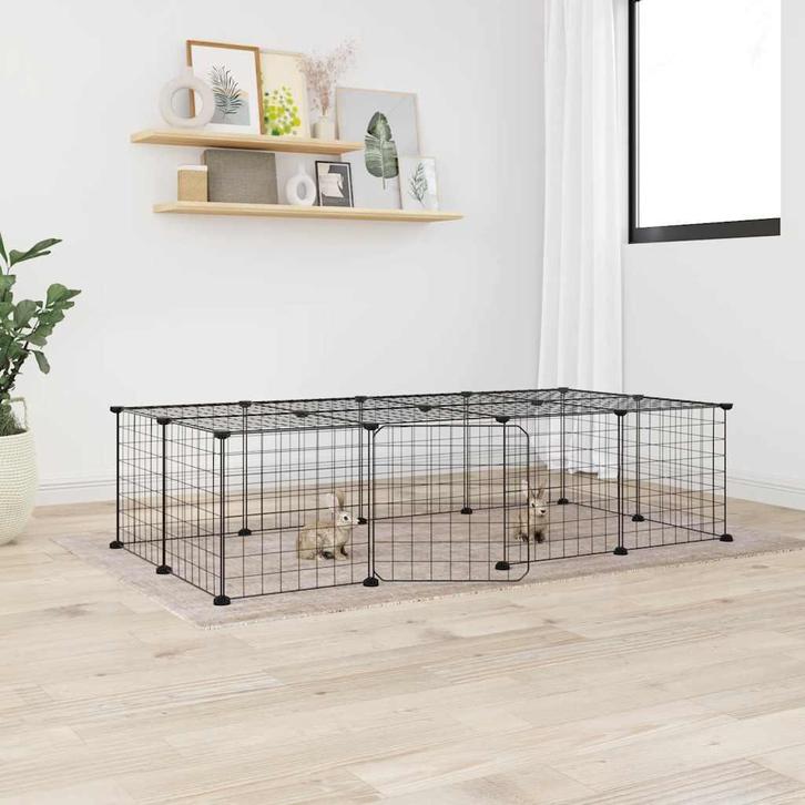 vidaXL Huisdierenkooi met deur 20 panelen 35x35 cm staal, Dieren en Toebehoren, Knaagdieren en Konijnen | Hokken en Kooien, Nieuw