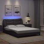 vidaXL Bedframe met LED-verlichting kunstleer grijs 140x200, Huis en Inrichting, Slaapkamer | Bedden, Verzenden, Nieuw