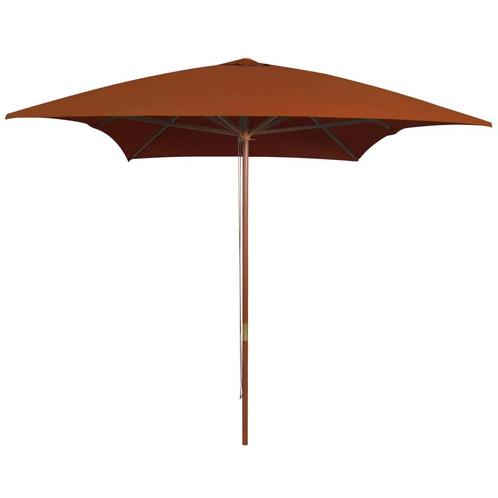 vidaXL Parasol met houten paal 200x300 cm terracottakleurig, Tuin en Terras, Parasols, Nieuw, Verzenden