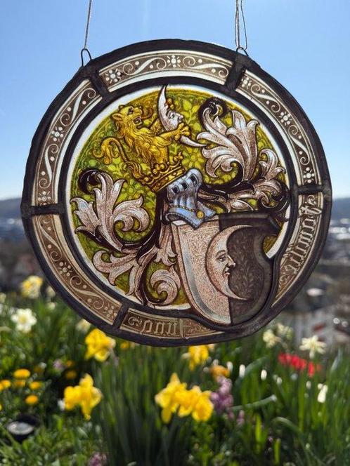 Glas-in-loodraam - 1850-1900 - Familie Jung, Antiek en Kunst, Antiek | Glaswerk en Kristal