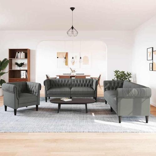 vidaXL Bankstel 3 pcs Donkergrijs Stof, Huis en Inrichting, Zetels | Zetels, Nieuw, Verzenden