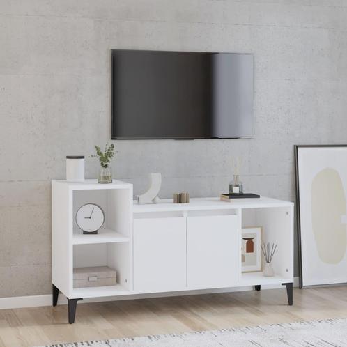 vidaXL Tv-meubel 100x35x55 cm bewerkt hout wit, Maison & Meubles, Armoires | Mobilier de télévision, Envoi