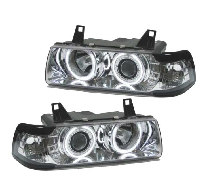 PHARES BMW E36 92-98 ANGEL EYES CCFL FOND CHROMÉ, Auto-onderdelen, Verlichting, Verzenden
