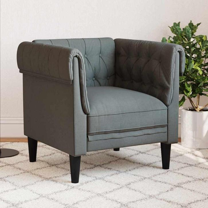 vidaXL Chesterfield Bank Stoel Donkergrijs 78,5 x 74,5 x, Huis en Inrichting, Zetels | Zetels, Nieuw, Verzenden