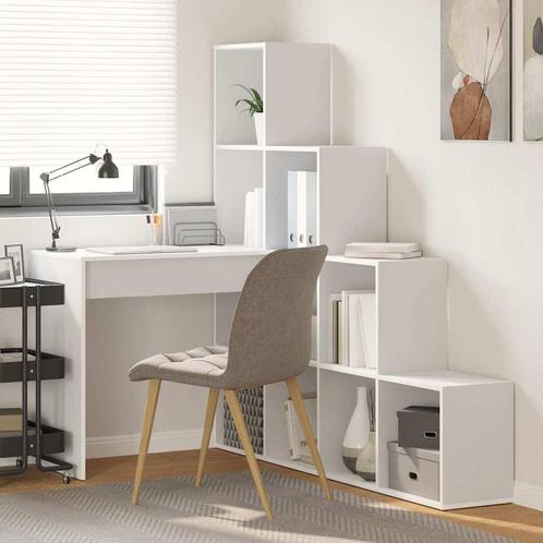 vidaXL Hoekbureau met plank Wit 101.5 x 149.5 x 149.5 cm, Huis en Inrichting, Bureaus, Nieuw, Verzenden