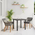 vidaXL 3-delige tuinset Grijs Poly Rattan, Tuin en Terras, Verzenden, Nieuw, Tuinset