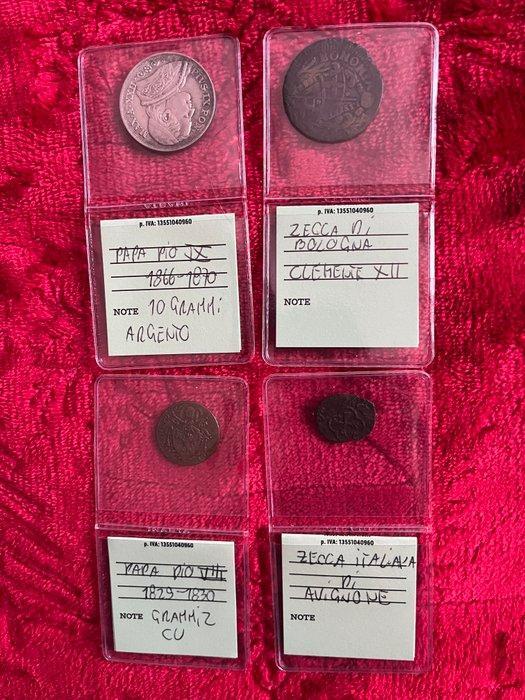 Italië, Pauselijke Staat Lotto 4 monete 1623-1829, Timbres & Monnaies, Monnaies | Europe | Monnaies non-euro