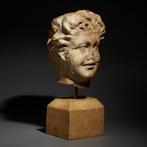Romain antique Marbre Belle tête de satyre ou de faune. 1er