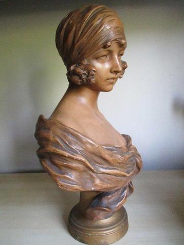 Henri CARLI - Buste, Dromerig meisje - 50 cm - Terre cuite -