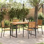 vidaXL Tuin Eettafel Set 5 pcs Zwart Massief Acacia Hout, Verzenden, Nieuw