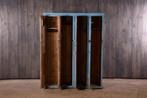 Industriele vintage locker blauw hout| Oude brocante lockerk