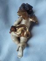 Sculpture, Chérubin avec violon - 22 cm - Bois - 1950, Antiquités & Art