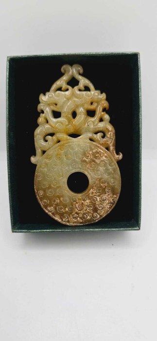Amulette pendentif double dragon Hongshan - Amulette très, Antiek en Kunst, Curiosa en Brocante