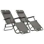 vidaXL Chaises longues pliables lot de 2 avec, Jardin & Terrasse, Chaises longues, Verzenden, Neuf