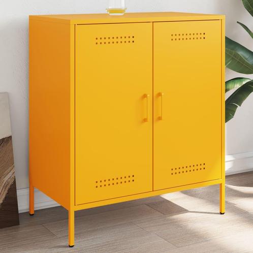 vidaXL Dressoir 68x39x79 cm staal mosterdgeel, Huis en Inrichting, Kasten | Dressoirs, Nieuw, Verzenden