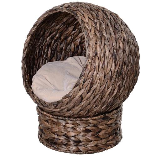 TRUUSK Gezellige Rieten Kattenmand van Waterhyacint - Donker, Dieren en Toebehoren, Katten-accessoires, Verzenden