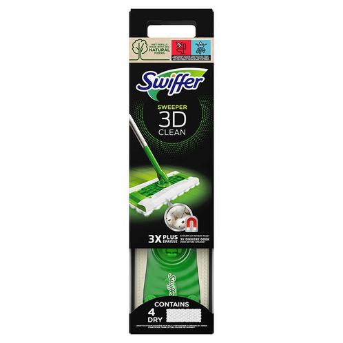 Swiffer 3D Clean vloerreiniger starterskit - incl. 4 droge, Maison & Meubles, Produits de nettoyage, Envoi