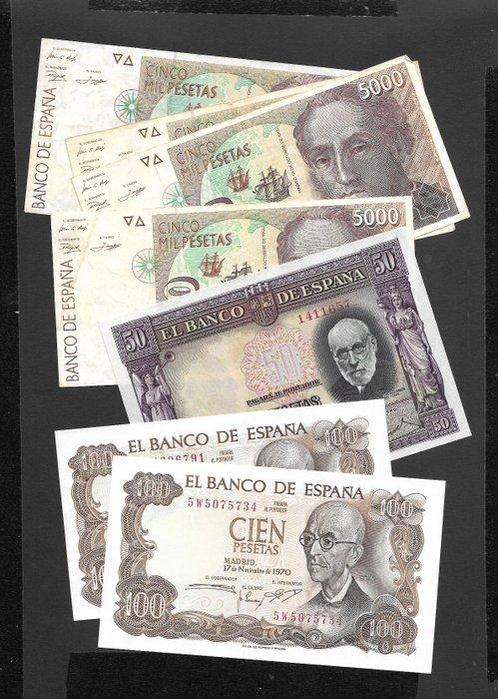 Spanje. - 7 Banknotes - various dates  (Zonder Minimumprijs), Postzegels en Munten, Munten | Nederland