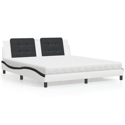 vidaXL Lit avec matelas blanc et noir 180x200 cm, Maison & Meubles, Chambre à coucher | Lits, Neuf, Envoi