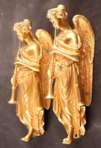 sculptuur, Paar muziek makende halfnaakte engelen - 17 cm -