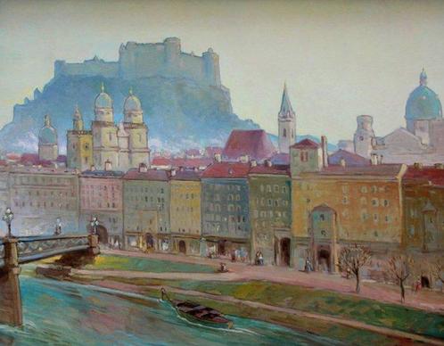 Karl (Charles) John (1872-1962) - View of Salzburg, Antiek en Kunst, Kunst | Schilderijen | Klassiek