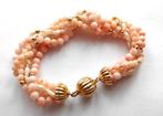 Armband 18 kt geelgoud - roze koralen - Scaramazzeperlen -, Handtassen en Accessoires, Nieuw
