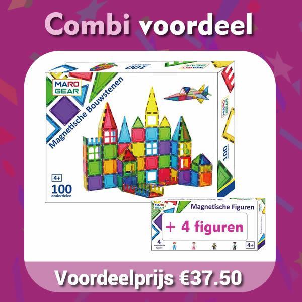 Magnetische Bouwstenen set 100 onderdelen + 4 figuren, Kinderen en Baby's, Speelgoed | Bouwstenen, Nieuw, Overige merken, Ophalen of Verzenden