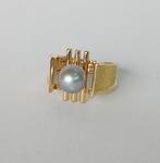 Ring - 19.2 kt. Geel goud Parel, Handtassen en Accessoires, Ringen, Nieuw