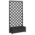 Plantenbak met Latwerk Vurenhout - Retour Deal - Zwart Tr..., Tuin en Terras, Verzenden, Nieuw, 60 tot 100 cm, 60 cm of meer