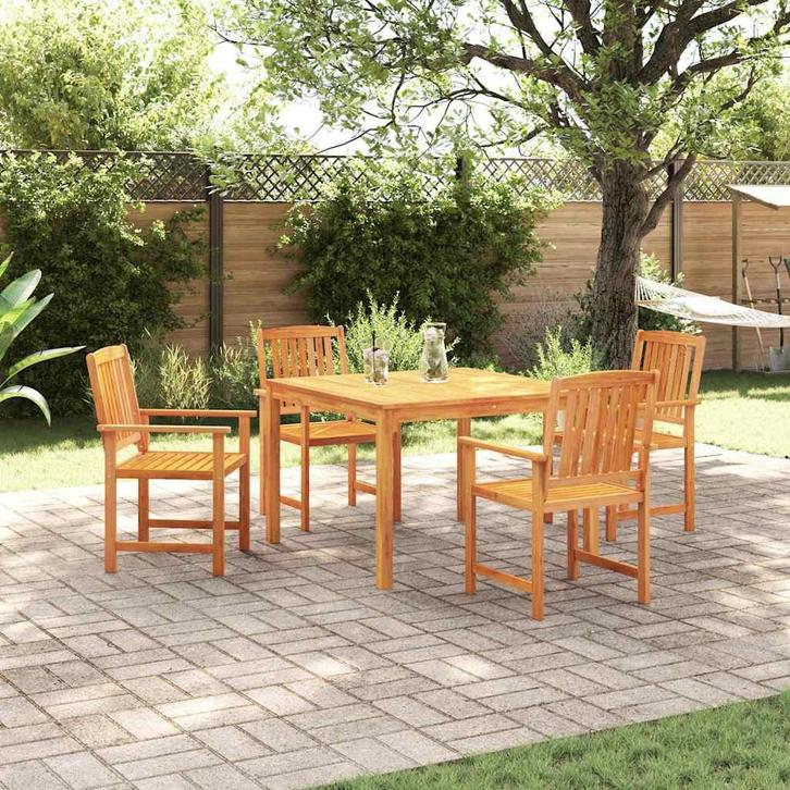 vidaXL Tuin Eettafel Set 5 pcs Bruin Massief Acacia Hout, Tuin en Terras, Tuinsets en Loungesets, Nieuw, Verzenden