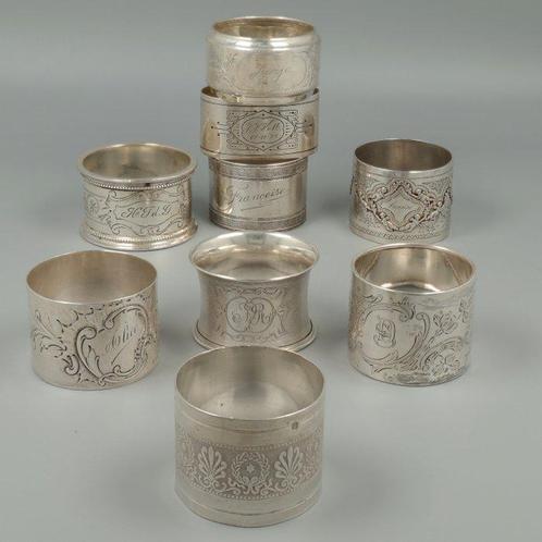 Collection de ronds de serviette (9) - Argent 800, Argent, Antiek en Kunst, Antiek | Zilver en Goud