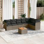 vidaXL 8-delige Loungeset met kussens poly rattan grijs, Tuin en Terras, Verzenden, Nieuw, Loungeset