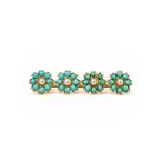Broche 18kt gouden turquoise en parel broche