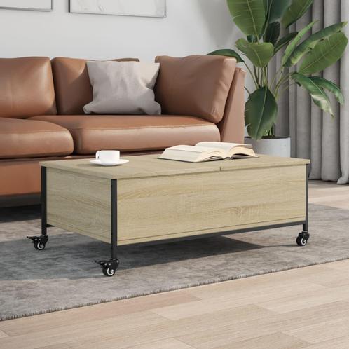 vidaXL Salontafel met wielen 91x55x34 cm bewerkt hout sonoma, Huis en Inrichting, Tafels | Salontafels, Nieuw, Verzenden