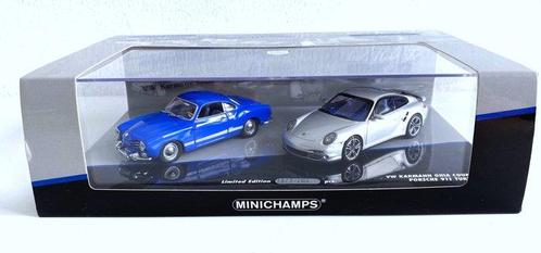 Minichamps - VW Karmann Ghia & Porsche 911 Turbo. 1:43 -, Hobby en Vrije tijd, Modelauto's | 1:5 tot 1:12