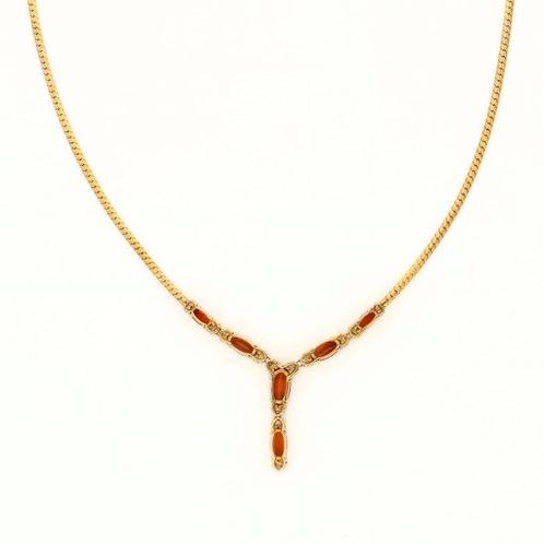 Halsketting - 18 karaat Geel goud Citrien - Diamant, Handtassen en Accessoires, Kettingen