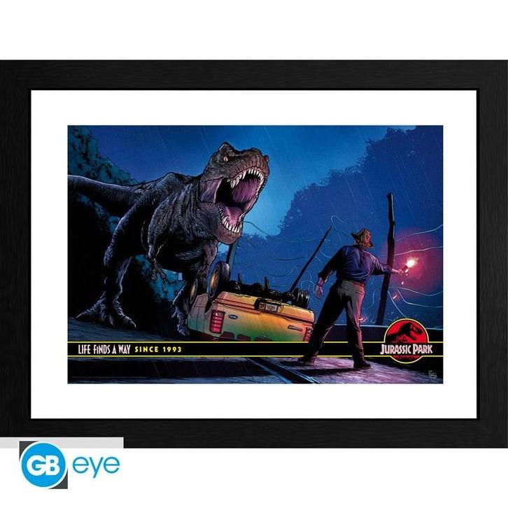 Jurassic Park Alan Grant vs T-Rex Framed Print 30 x 40 cm, Verzamelen, Film en Tv, Ophalen of Verzenden