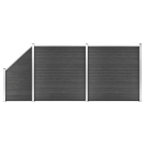 vidaXL Schuttingpanelenset 446x(105-186) cm HKC zwart, Tuin en Terras, Tuinhekken en Hekwerk, Nieuw, Verzenden