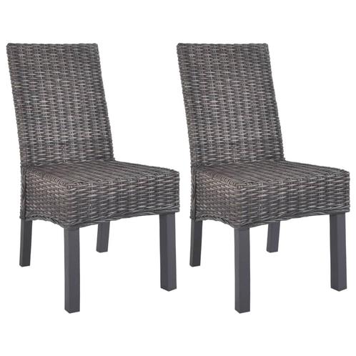 vidaXL Chaises à manger lot de 2 marron rotin kubu et, Maison & Meubles, Chaises, Neuf, Envoi