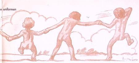 Spotprent met kinderen hand in hand (lijst optie, Lithos), Antiek en Kunst, Kunst | Litho's en Zeefdrukken, Verzenden