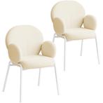 Stoel Scandi gestoffeerd, bouclé stof - crème, Set van 2, Huis en Inrichting, Stoelen, Verzenden, Nieuw