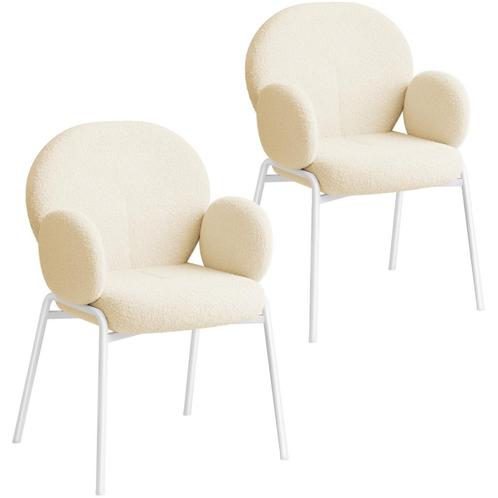 tectake Stoel Scandi gestoffeerd, bouclé stof - crème, Set v, Huis en Inrichting, Stoelen, Verzenden